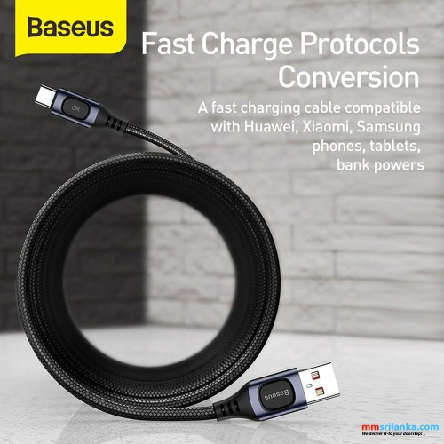 Baseus Flash Multiple Fast Charge Protocols Convertible Fast  Charging Cable USB For Type-C 5A 2m